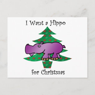 Cartão Postal De Festividades Eu quero um hipopótamo para o natal