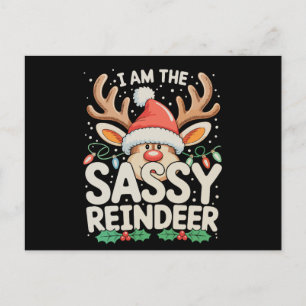 Cartão Postal De Festividades Eu Sou A Rena Sassy De Natal Família Do Natal