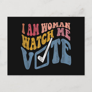 Cartão Postal De Festividades Eu Sou Mulher Me Observe Votar 2024 Onda Azul Vote
