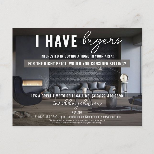 Cartão Postal De Festividades Eu Tenho Compradores Imobilizadores Imobiliários C (Frente)