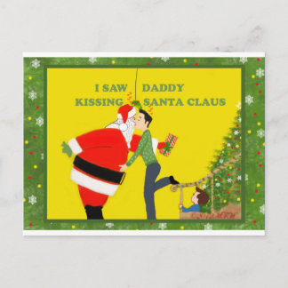 Cartão Postal De Festividades Eu Vi Pai Beijando Gay de Papai Noel