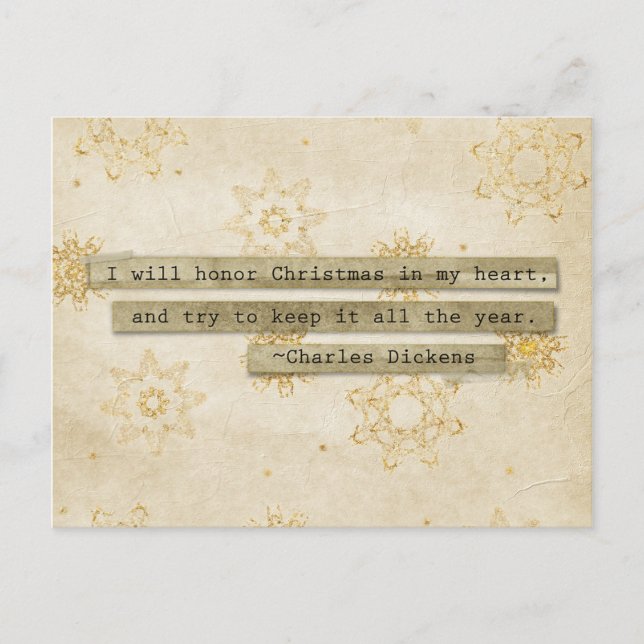 Cartão Postal De Festividades Eu vou HOor Natal Charles Dickens Snowflake (Frente)