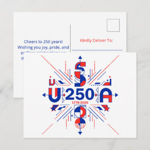 CARTÃO POSTAL DE FESTIVIDADES EUA 250
