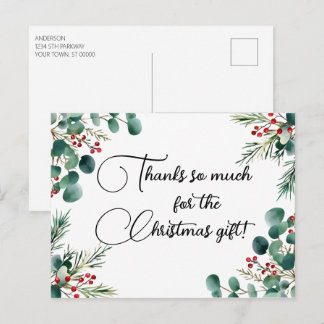 Cartão Postal De Festividades Eucalipto De Natal Frutas De Pinheiro Obrigado
