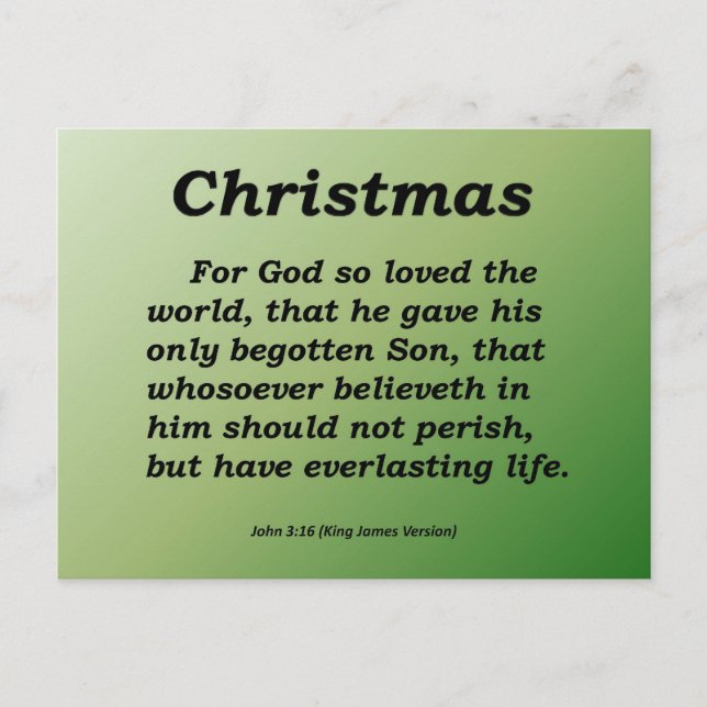Cartão Postal De Festividades Everduradouro Life Christmas John 3-16 (Frente)