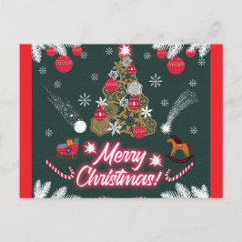 Cartão Postal De Festividades Evergreen Joy do Natal