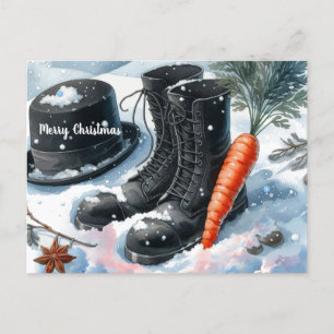 Cartão Postal De Festividades Evidências do Inverno do Boneco de Neve