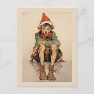 Cartão Postal De Festividades Expressionista Natal Elf 1