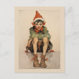 Cartão Postal De Festividades Expressionista Natal Elf 1