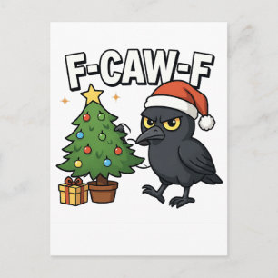 Cartão Postal De Festividades F-caw-f Corvo de Natal Árvore de Natal Meme