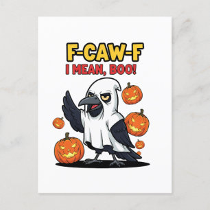 Cartão Postal De Festividades F-Caw-F Quero Dizer Boo Engraçada Maldita Caveira