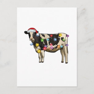 Cartão Postal De Festividades Fã da Fazenda de Vacas de Natal Boneco de Papai No