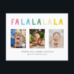 Cartão Postal De Festividades Fa La La 3 Photo Collage Fa de Natal Bonito Doce<br><div class="desc">Cartão-postal de Natal bonito e colorido que diz "Fa la la la la". Apresenta 3 fotos. Um cartão de saudação de Natal de cor doce e doce.</div>