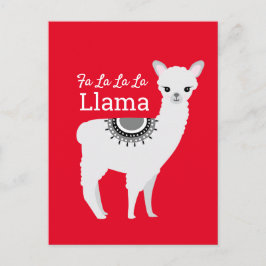 Cartão Postal De Festividades Fa la la llama Funny Red Engraçado Natal