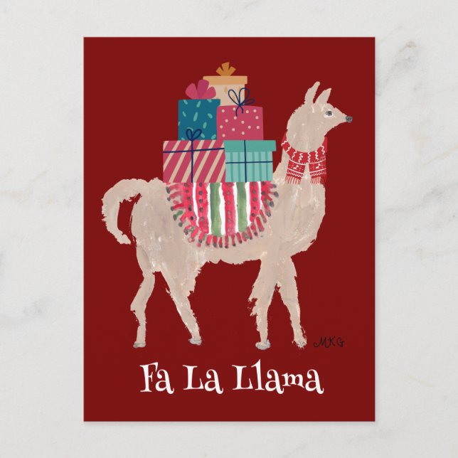 Cartão Postal De Festividades Fa La Llama — Fato Personalizado de Arte Animal (Frente)