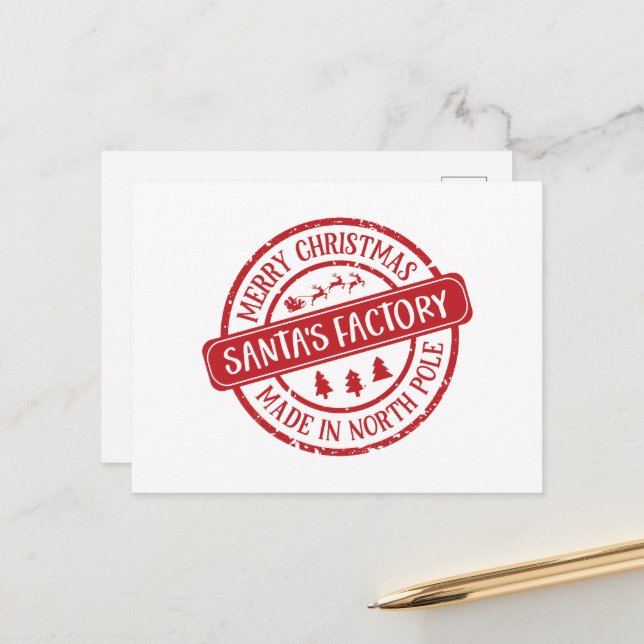 Cartão Postal De Festividades Fábrica de Papais noeis de Natal Festivos (Frente/Verso In Situ)