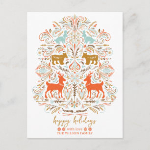 Cartão Postal De Festividades Fábula de Natal da arte popular escandinava nórdic