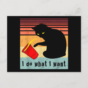 Cartão Postal De Festividades Faça o que eu quero, Vintage Black Cat Red Cup Eng