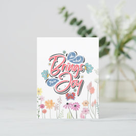 Cartão Postal De Festividades Faça o que lhe traz Joy Floral e a citação da Borb