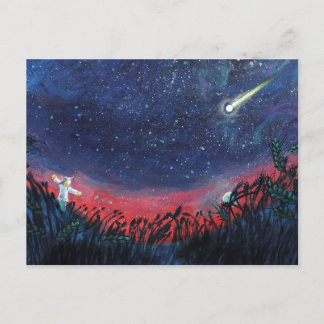 Cartão Postal De Festividades Faça um desejo em uma imagem estelar fotografada
