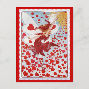 Cartão Postal De Festividades Fada dia de os namorados Enviando Amor e Corações