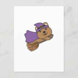 Cartão Postal De Festividades Fada do Halloween Quokka Fantasia de Bruxa Infanti
