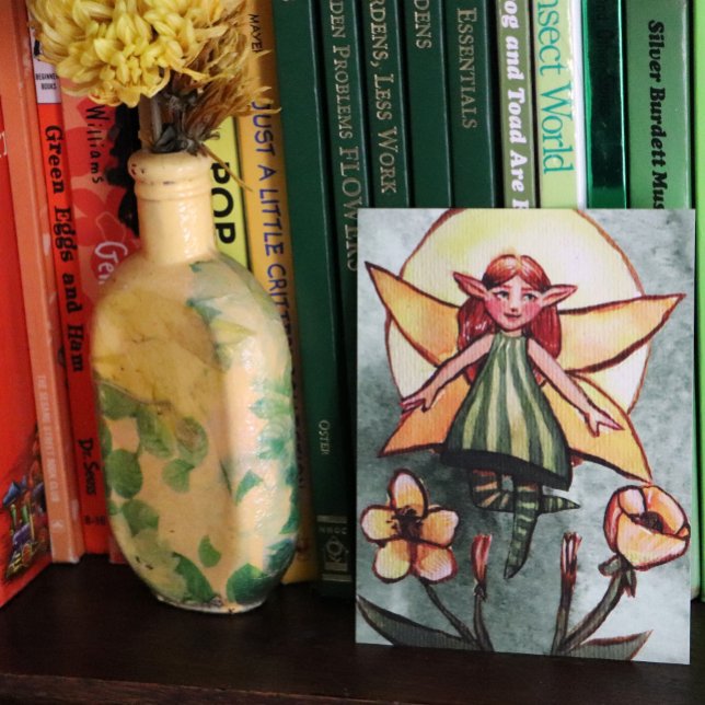 Cartão Postal De Festividades Fada Verde primavera (Criador carregado)