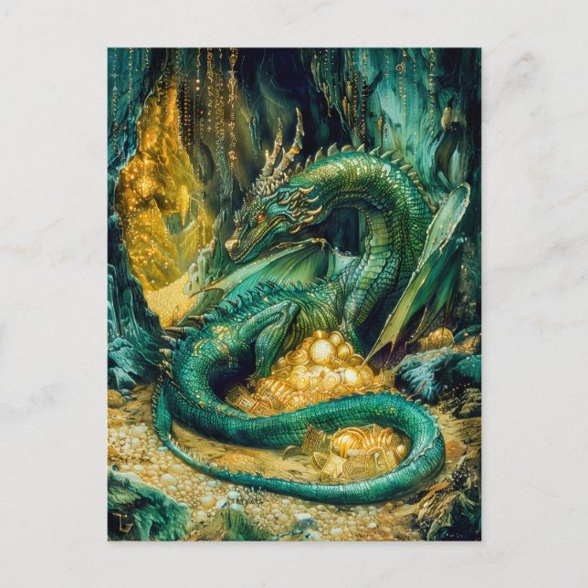 Cartão Postal De Festividades Fafnir protegendo o tesouro de Nibelung (Frente)