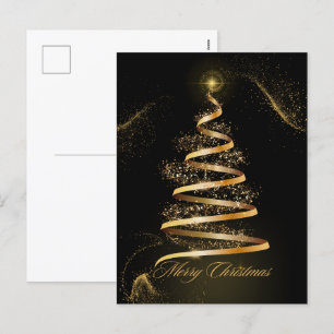 Cartão Postal De Festividades faísca de árvore de natal elegante do ouro negro