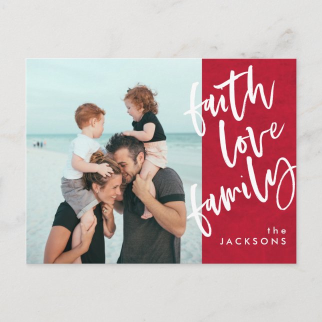 Cartão Postal De Festividades Faith love Family Modern Photo Christmas (Frente)
