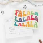 Cartão Postal De Festividades Falalalala Groovy Wavy Natal Colorido<br><div class="desc">Cartão de Natal FaLaLaLaLa: um design retrô,  com uma tipografia vintage ondulada e uma paleta colorida.</div>