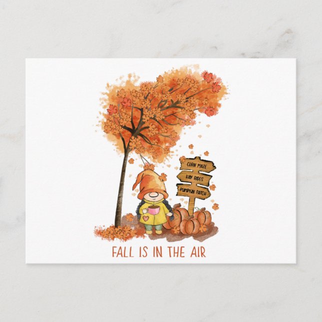 Cartão Postal De Festividades Fall Is In the Air Autumn Lover Gift  (Frente)