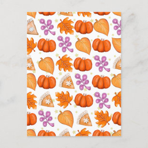 Cartão Postal De Festividades Fall Pumpkin Spice Halloween Ação de Graças
