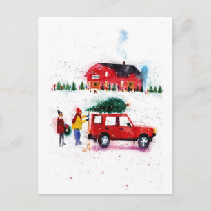 Cartão Postal De Festividades Família com Árvore de Natal Parte 2