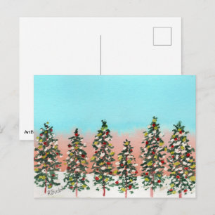 Cartão Postal De Festividades Família de Árvores de Natal