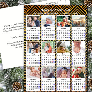 Cartão Postal De Festividades Família de Calendários 2026 12 Foto Moderna Rosa D