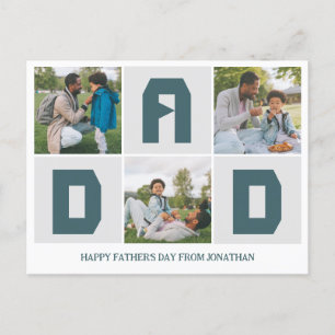 Cartão Postal De Festividades Família de fotos simples do Pai 3 do Dia de os pai