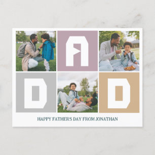 Cartão Postal De Festividades Família de fotos simples do Pai 3 do Dia de os pai
