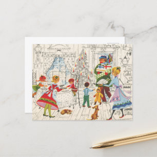 Cartão Postal De Festividades família de natais vintages de retro