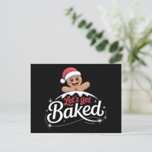 Cartão Postal De Festividades Família do Homem de Biscoito de Natal Vamos Ficar 
