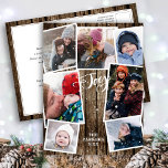 Cartão Postal De Festividades FAMÍLIA JOY | Colagem Fotográfica de Madeira de Ne<br><div class="desc">Envie desejos de férias e saudações aos seus entes queridos com estes cartões postais de feriado chique. Esta placa apresenta sete (7) fotos de sua família favorita em um layout de colagem simétrico. Pavimento de madeira e padrão de lenhador rústico no verso. Disponível como placa plana, cartão dobrado, cartão postal...</div>