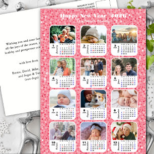 Cartão Postal De Festividades Família Moderna de Calendário 2026 12 Foto Cor-de-