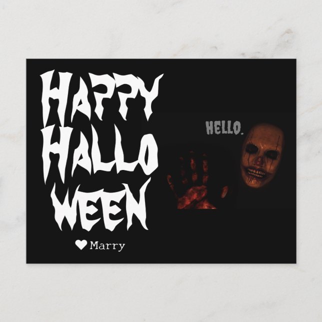 Cartão Postal De Festividades Família Moderna Simples Feliz Halloween Spooky Boo (Frente)