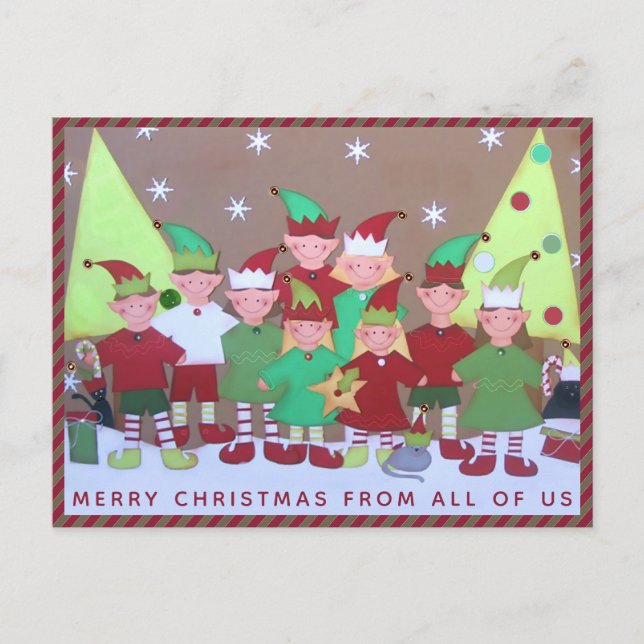 Cartão Postal De Festividades Family Christmas Postcard (Frente)