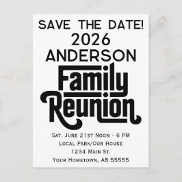 Cartão Postal De Festividades Family Reunion Modern Black White Save The Date