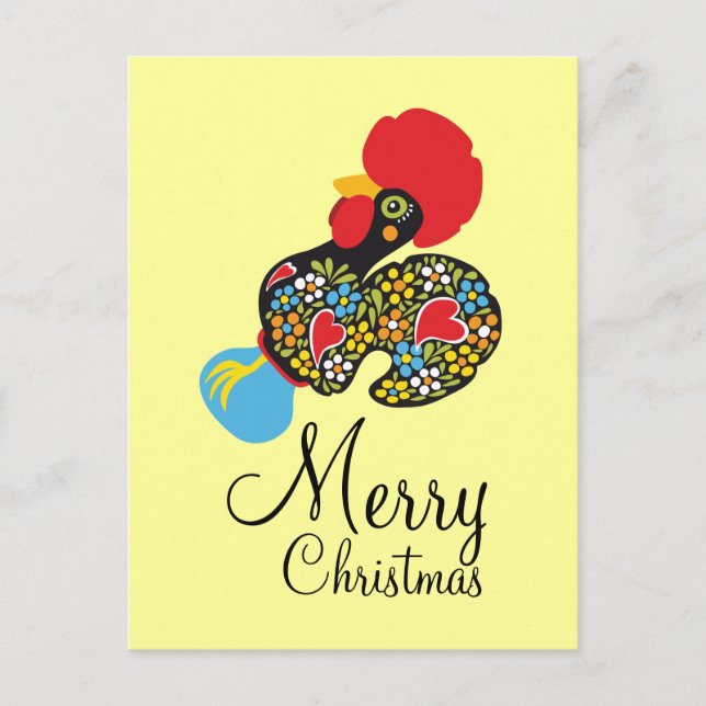 Cartão Postal De Festividades Famous Rooster of Barcelos Nr 06 Merry Christmas (Frente)