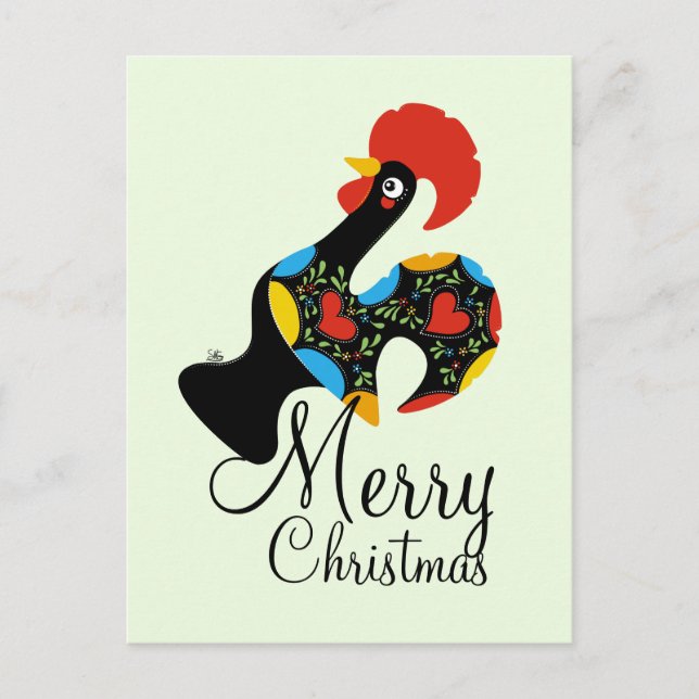 Cartão Postal De Festividades Famous Rooster of Barcelos Nr 09 Merry Christmas (Frente)