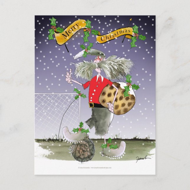 Cartão Postal De Festividades fan de futebol alegres do xmas (Frente)