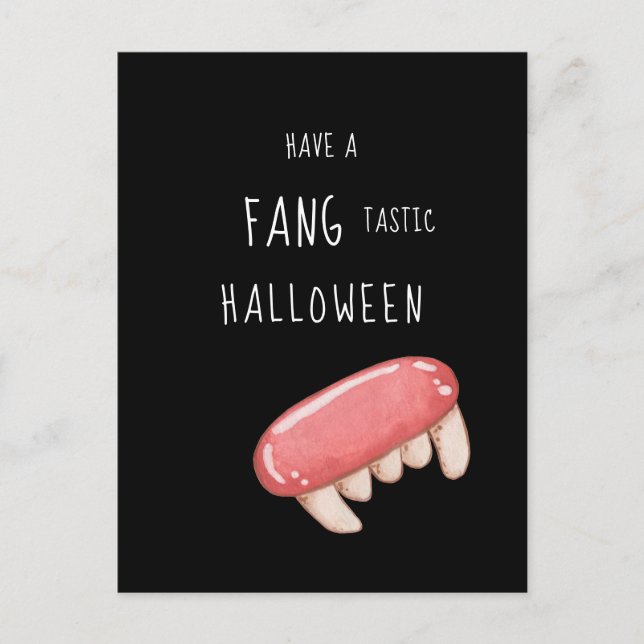 Cartão Postal De Festividades Fang-tastic Halloween | Presas de Vampiro Spooky (Frente)