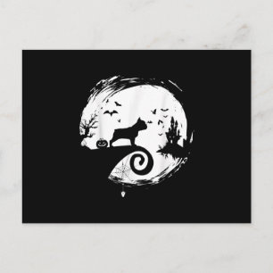 Cartão Postal De Festividades Fantasia de Halloween de Bulldog Francês Lua Prese